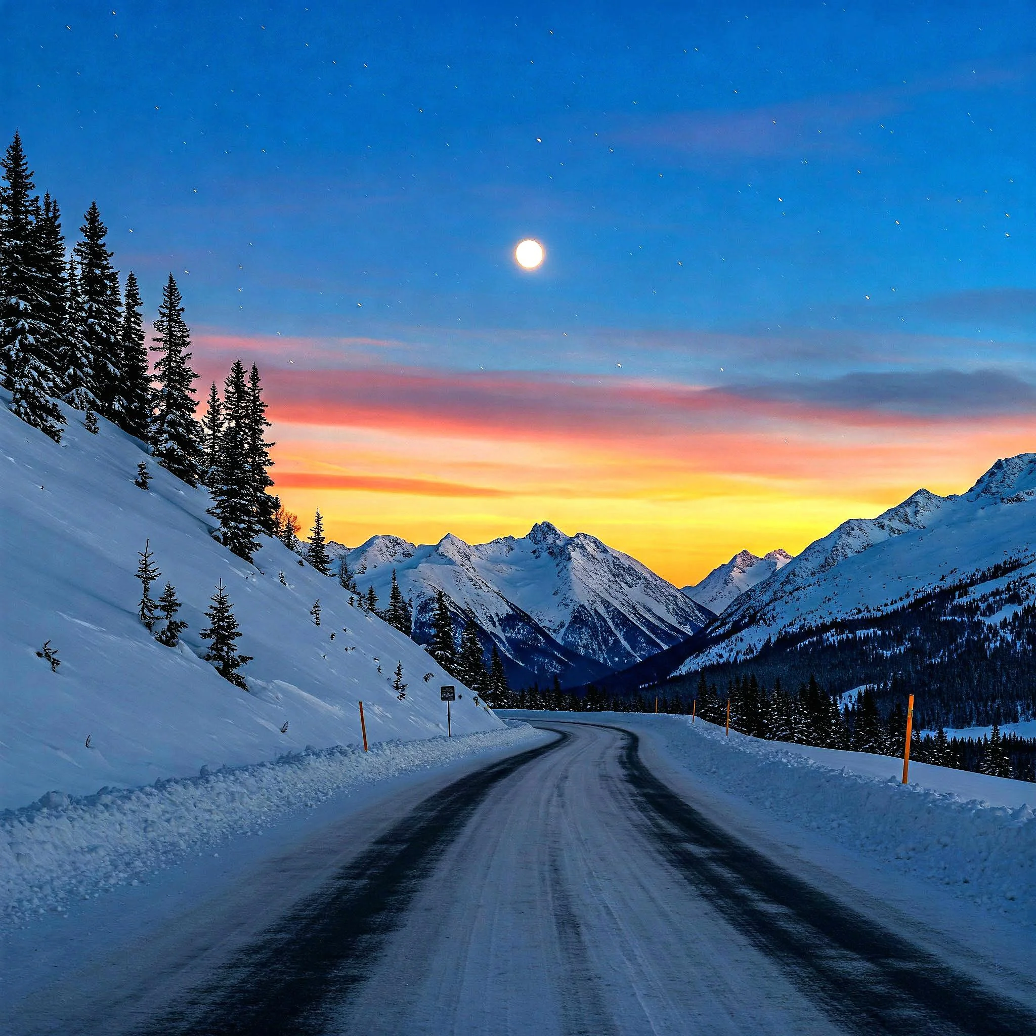 Roads at dusk. picture 1 of 2