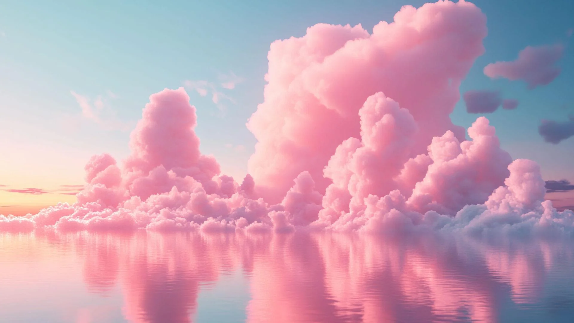 Pink Cotton Candy Clouds Over Water picture 1 of 1