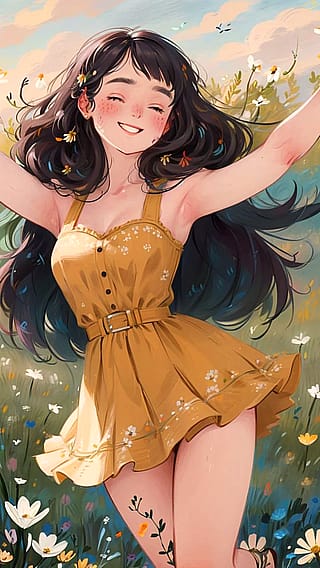 🌼 Carefree & Radiant in a Field of Flowers! 🌿☀️'