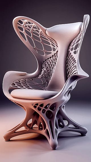 Futuristic chair inspired by Jacobian mathematical function'