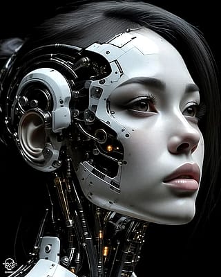 Portrait of cyborg women'