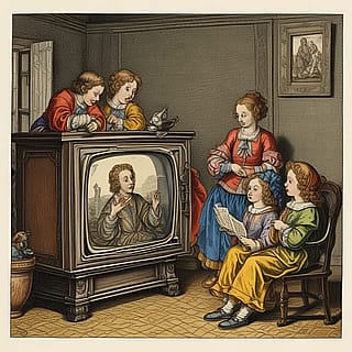 Kids watching TV, 17th Century'