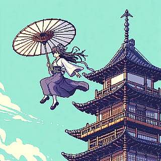 Will she succeed in landing? - A graceful landing or a spectacular fall??🏯✨'