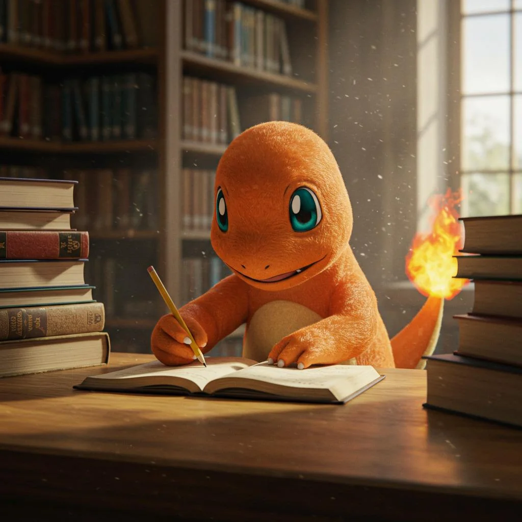 Charmander is studying hard to catch up to Charmeleon. picture 1 of 1