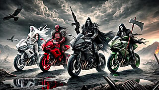 The horsemen of the apocalypse on motorcycles'