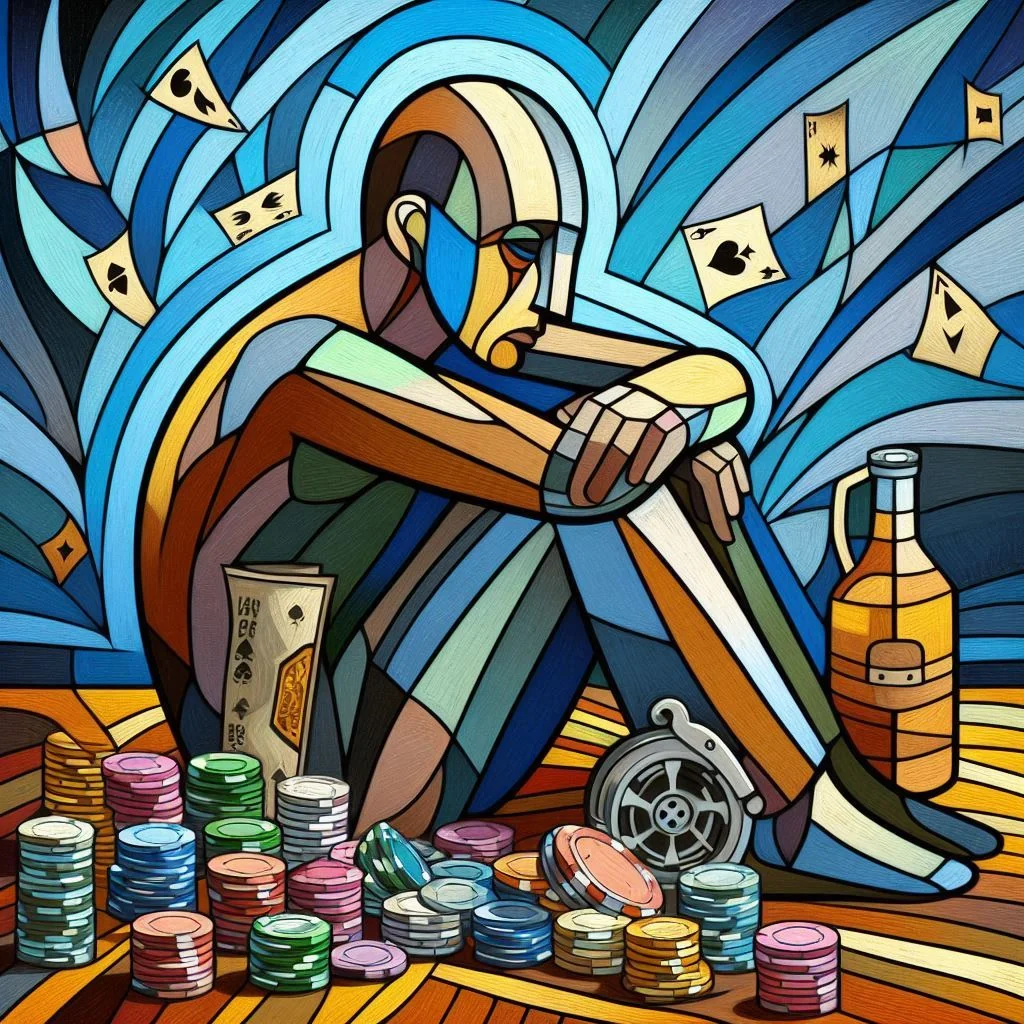 Representation of depression and gambling addiction. picture 2 of 6