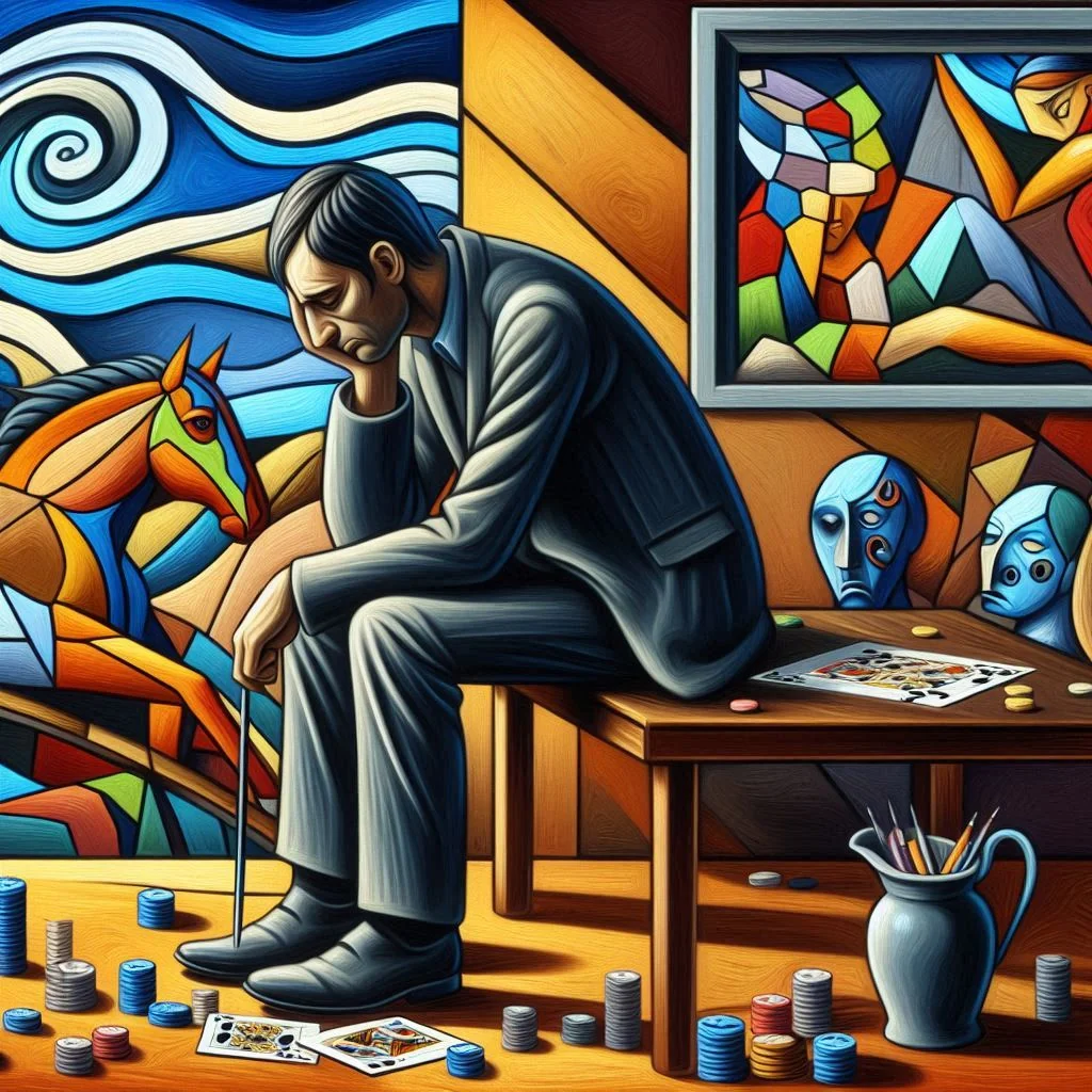 Representation of depression and gambling addiction. picture 3 of 6