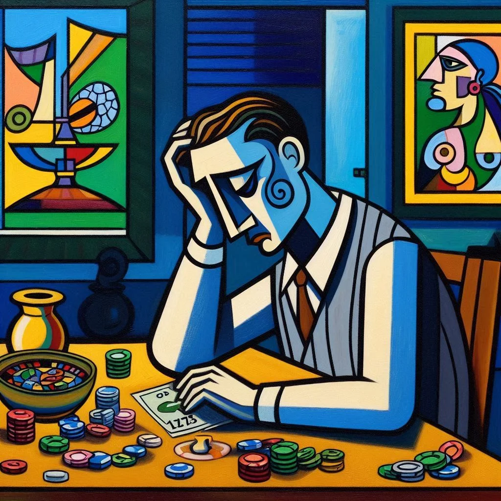 Representation of depression and gambling addiction. picture 4 of 6