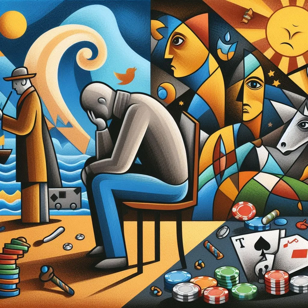 Representation of depression and gambling addiction. picture 6 of 6