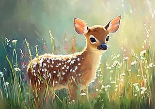 Fawn in the Flowers'