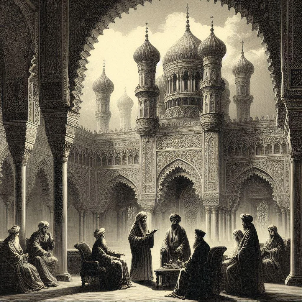 Arabian philosophers discussing in Damascus palaces picture 1 of 1