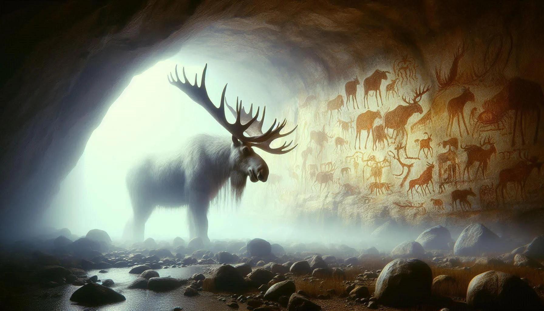 Albino Moose at Cave Entrance picture 1 of 1