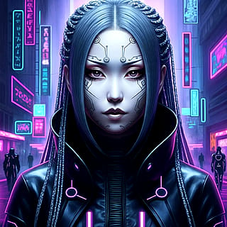 Cyberpunk goth Japanese woman'