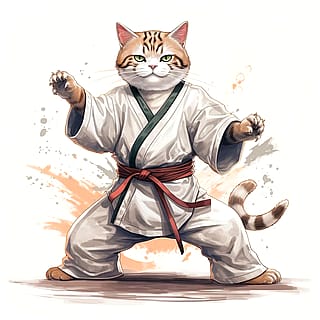 karate cat so fast your tail come off'