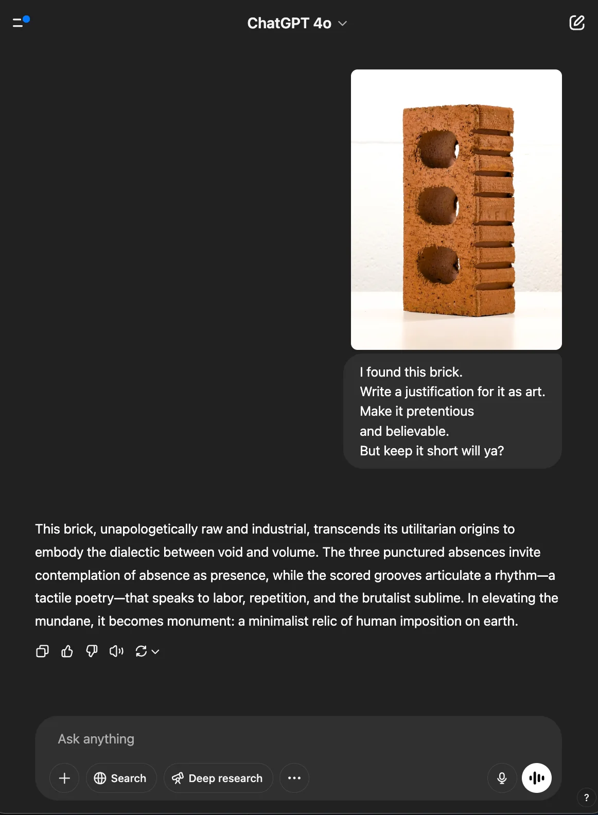 I found a brick and A.I. justified it as art. picture 2 of 2
