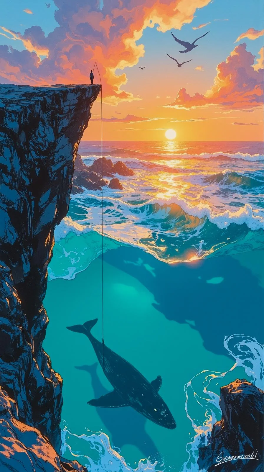 The angler reels in a monster catch / Phone Wallpaper Archives picture 1 of 1