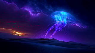 Cosmic Jellyfish Over the Dunes'