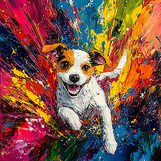 Jack Russell in Abstract Paint'