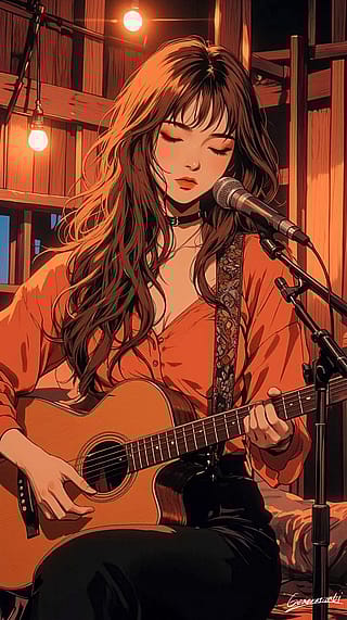 🎶 Lost in the moment – A soft-lit evening with my guitar and soul. / Phone Wallpaper Archives'