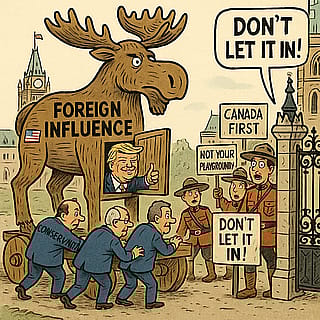 US - Canada Election Political Cartoon'