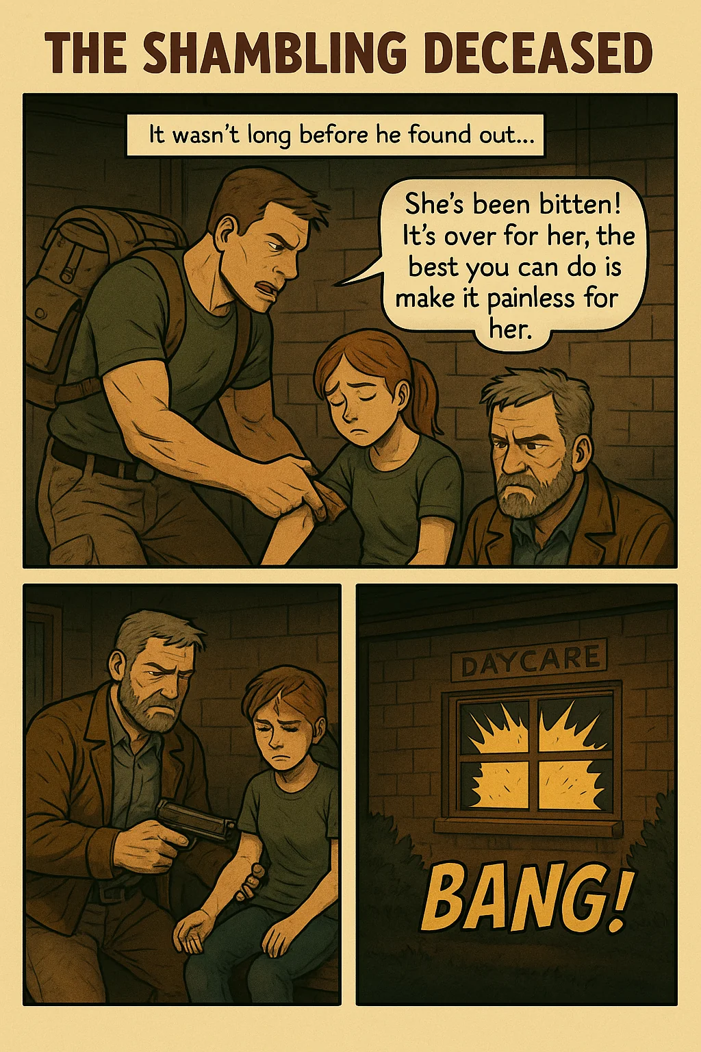 "The Shambling Deceased" a parody zombie comic made with AI. picture 2 of 14