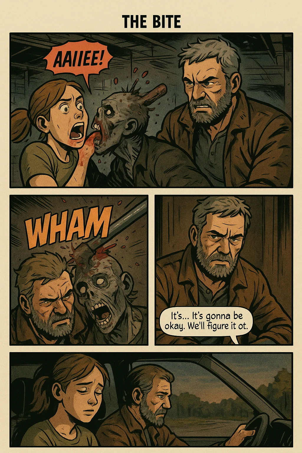 "The Shambling Deceased" a parody zombie comic made with AI. picture 8 of 14
