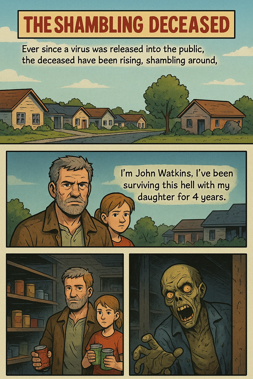 "The Shambling Deceased" a parody zombie comic made with AI. picture 9 of 14