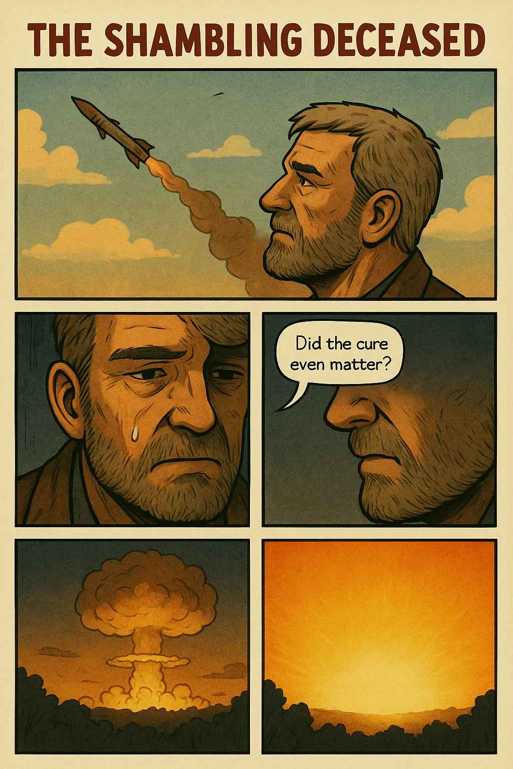 "The Shambling Deceased" a parody zombie comic made with AI. picture 13 of 14