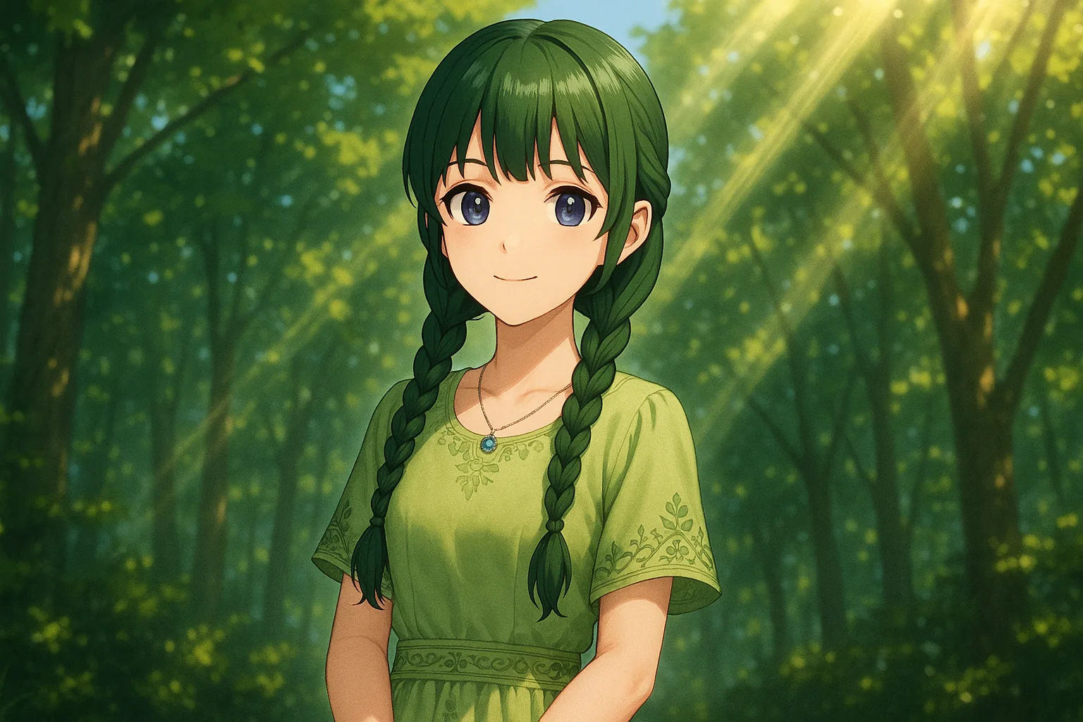 A girl with green hair. picture 1 of 2
