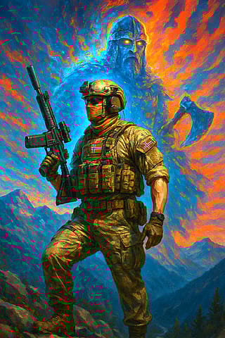 I used a photo from my military service and recreated it into a painting'
