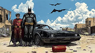 It’s going to be ok Batman, we will find some gas, I know, it must be tough for a billionaire after an apocalypse'