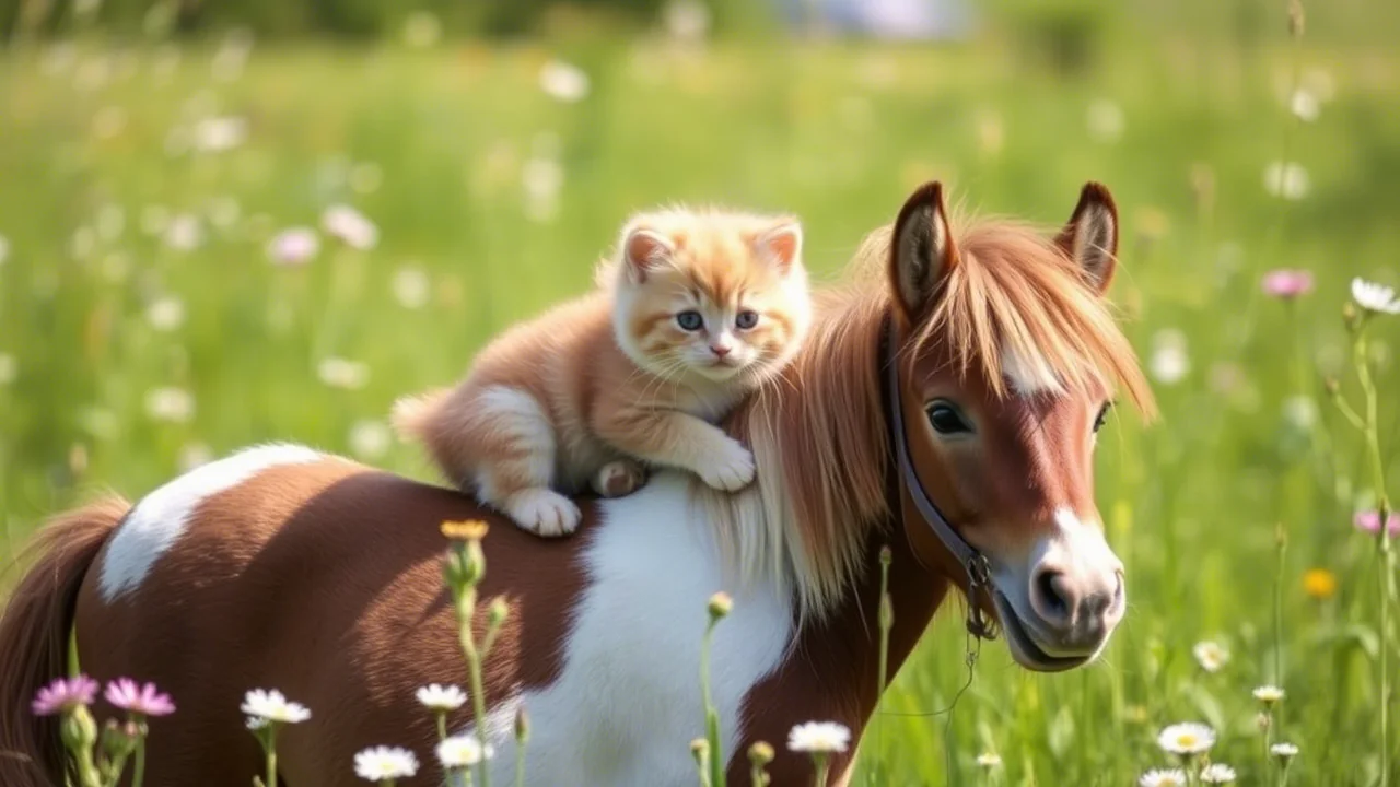 Adorable Cat Riding Pony picture 1 of 1