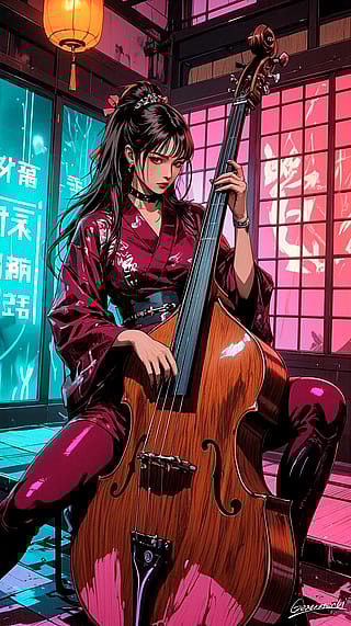 Cello, Kimono, and Neon Lights / Phone Wallpaper Archives'