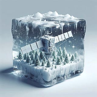 Satellite frozen in ice'