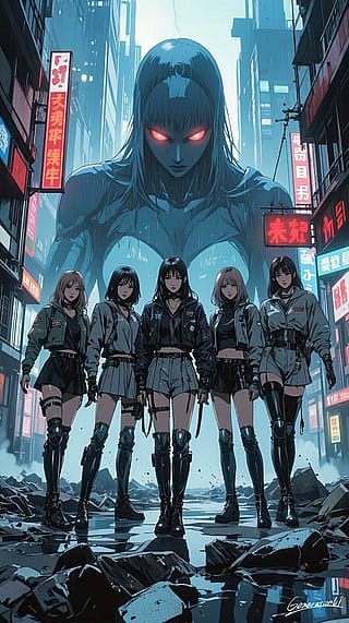 The Giant Shadow and the Girl Squad / Phone Wallpaper Archives'