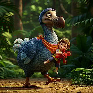 A dodo that is an activist is saving a human child'