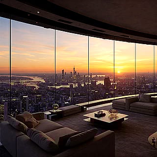 Sunset from the great hall of the skyscraper🌇'