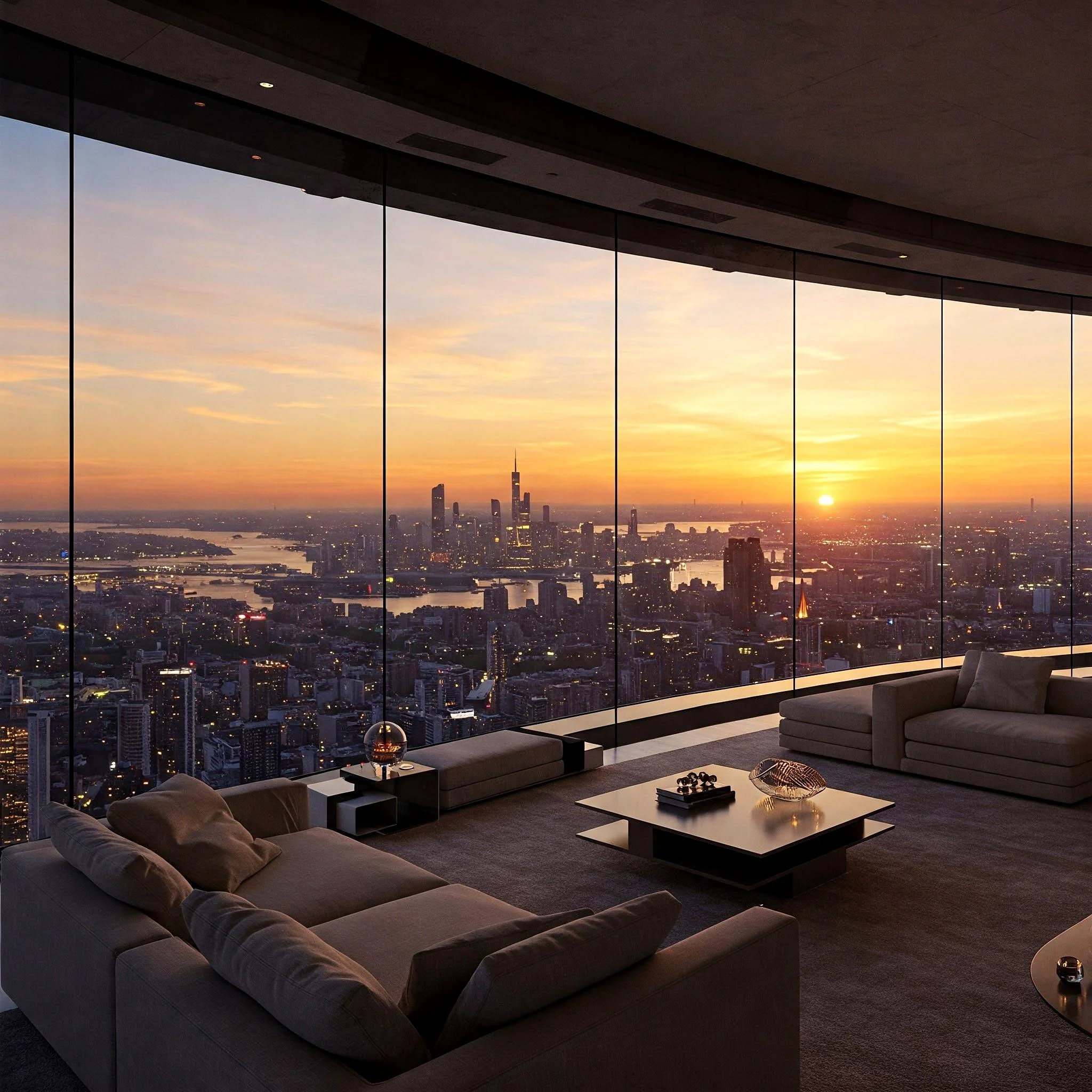 Sunset from the great hall of the skyscraper🌇 picture 1 of 3