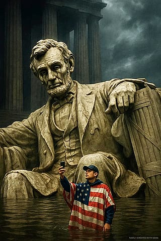 "Ita Democratia Moritur" (This Is How Democracy Ends)'