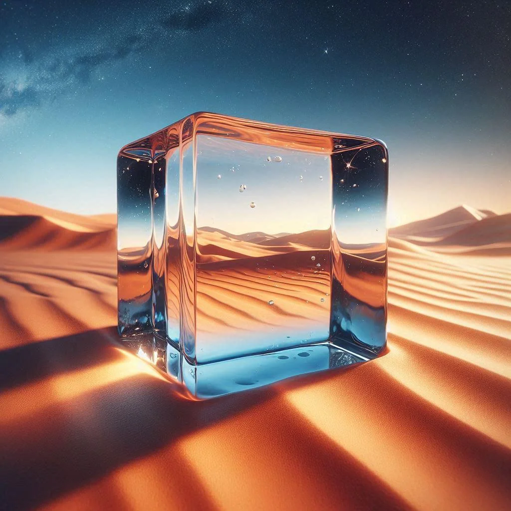 Ice cube in desert picture 1 of 1