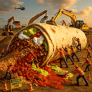 Trying to roll this giant burrito'