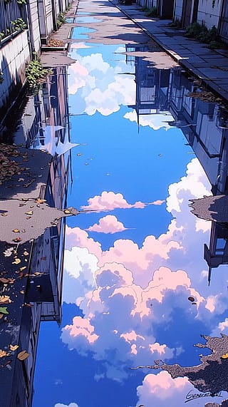 Blue Mirror After the Rain / Phone Wallpaper Archives'