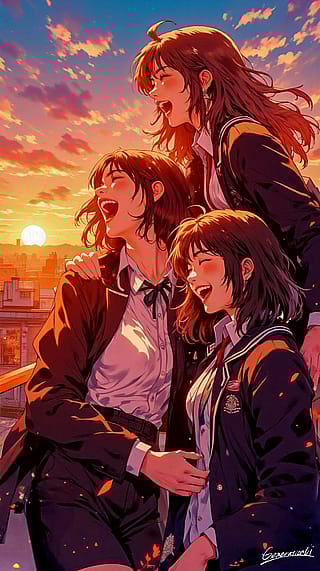 Friendship Bathed in Sunset / Phone Wallpaper Archives'