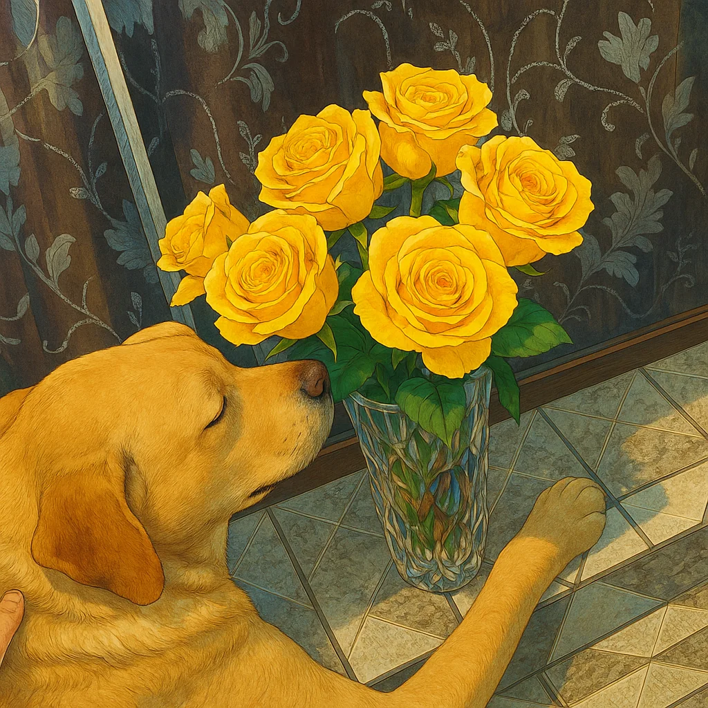 A free ChatGPT-4o link turns my Lab with pretty roses into the Studio Ghibli style. Share with you. Hope you can enjoy it!❤️❤️ picture 2 of 2
