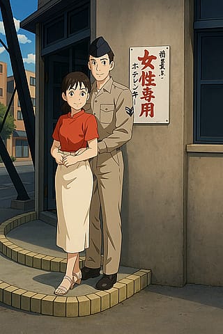 Taiwanese woman with American airman boyfriend.'