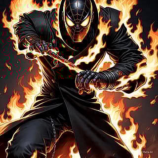 Spider-Man in fire'
