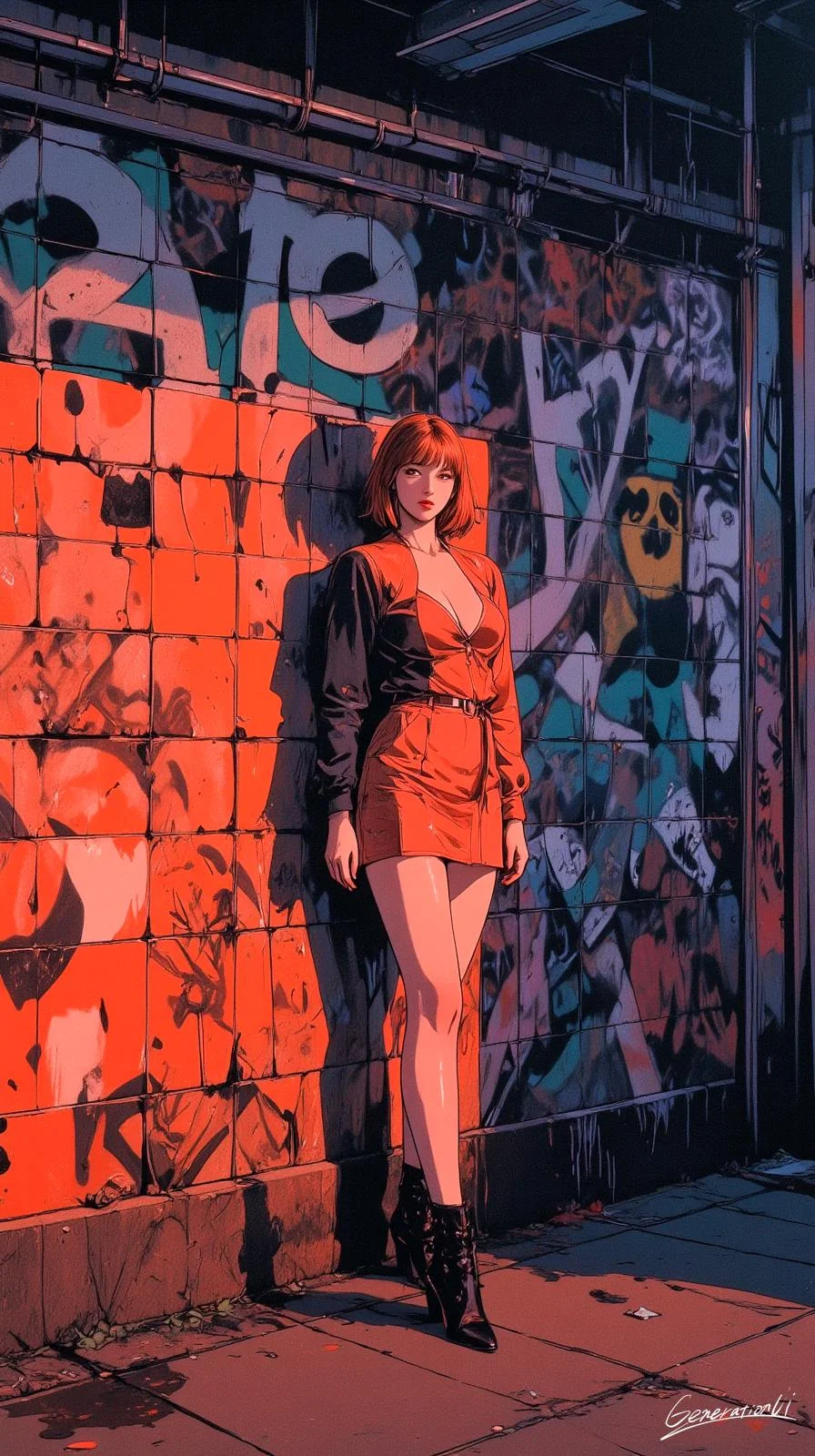 Her Gaze in the Neon Alley / Phone Wallpaper Archives picture 1 of 1