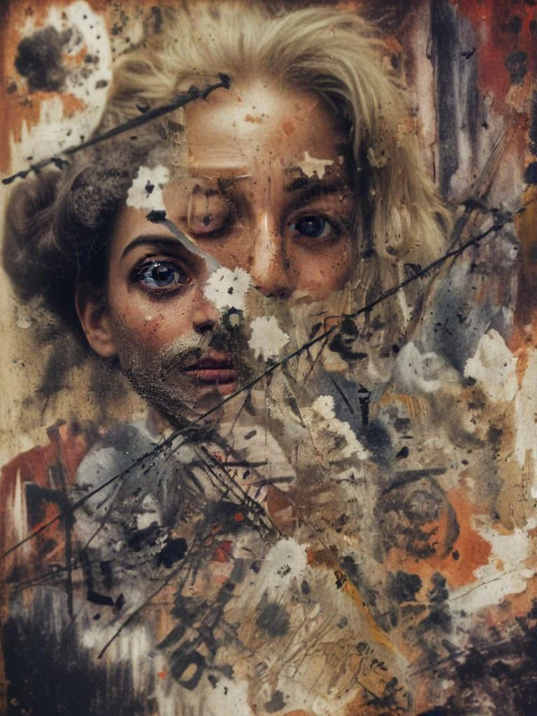 Turning An Abstract Painting I made IRL using mixed media and homemade paints into AI art varying influence from original image. picture 2 of 8