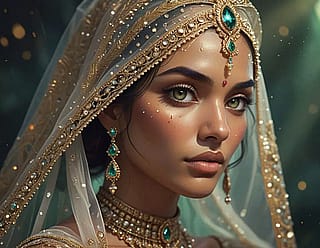 Radiant Indian Bride Queen in Crystal Elegance'