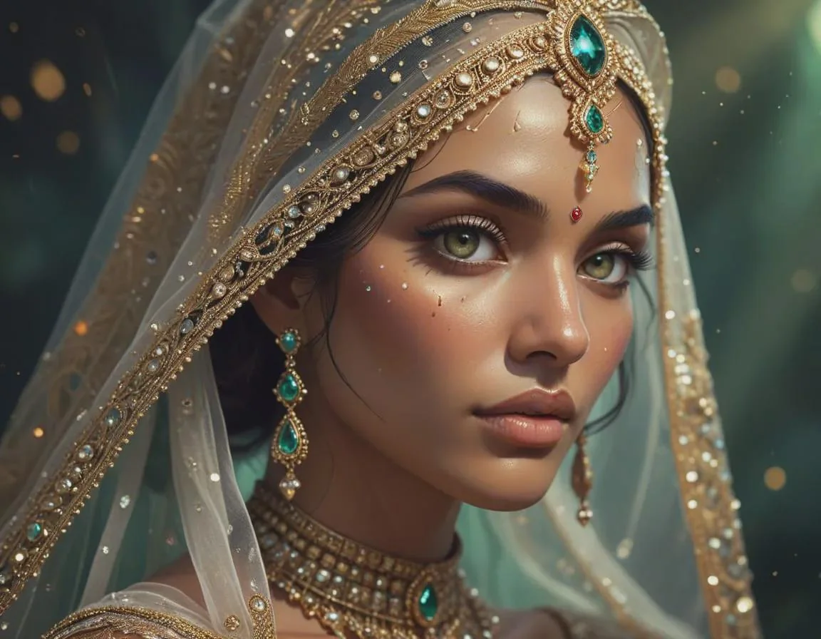 Radiant Indian Bride Queen in Crystal Elegance picture 1 of 1
